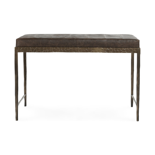 Cocoa Brown Top Grain Leather Accent Benche Malo Accent Bench Collection