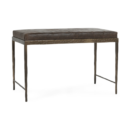 Cocoa Brown Top Grain Leather Accent Benche Malo Accent Bench Collection