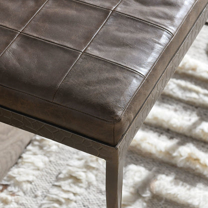 Cocoa Brown Top Grain Leather Accent Benche Malo Accent Bench Collection