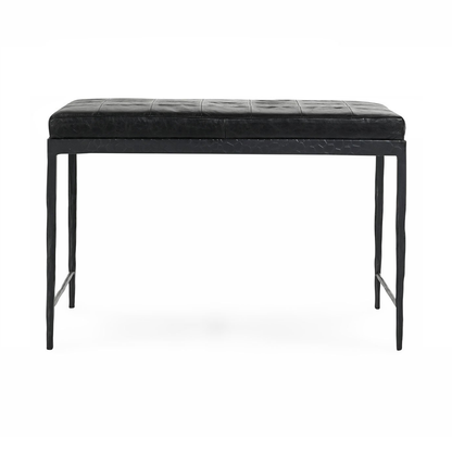 Onyx Black Top Grain Leather Accent Benche Malo Accent Bench Collection