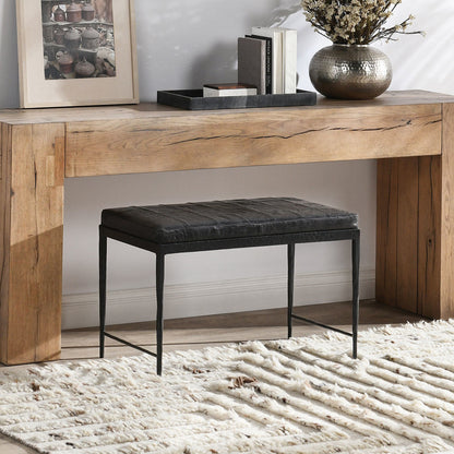 Onyx Black Top Grain Leather Accent Benche Malo Accent Bench Collection