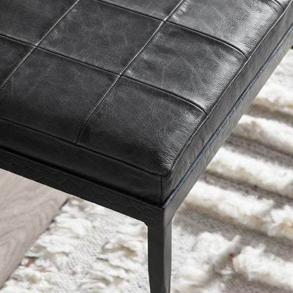 Onyx Black Top Grain Leather Accent Benche Malo Accent Bench Collection