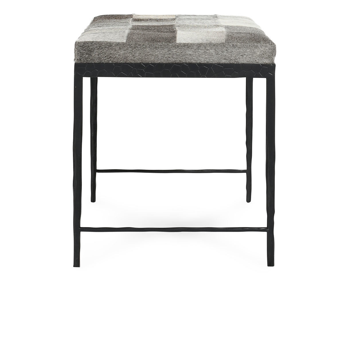 Sparrow Gray Hair on Hide Accent Benche Achen Accent Bench Collection