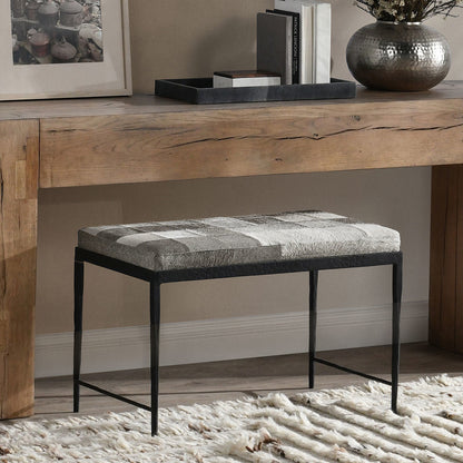Sparrow Gray Hair on Hide Accent Benche Achen Accent Bench Collection