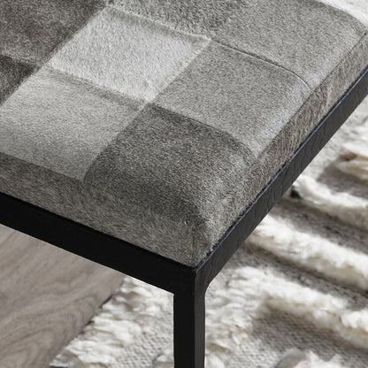Sparrow Gray Hair on Hide Accent Benche Achen Accent Bench Collection