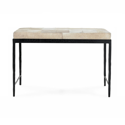 Dusty Cream Hair on Hide Accent Benche Achen Accent Bench Collection