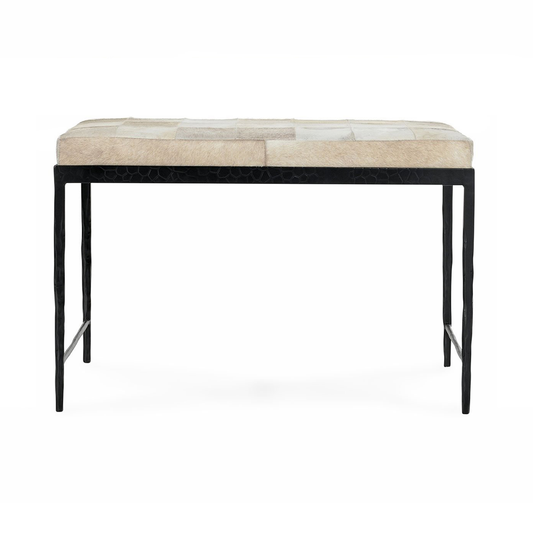 Dusty Cream Hair on Hide Accent Benche Achen Accent Bench Collection