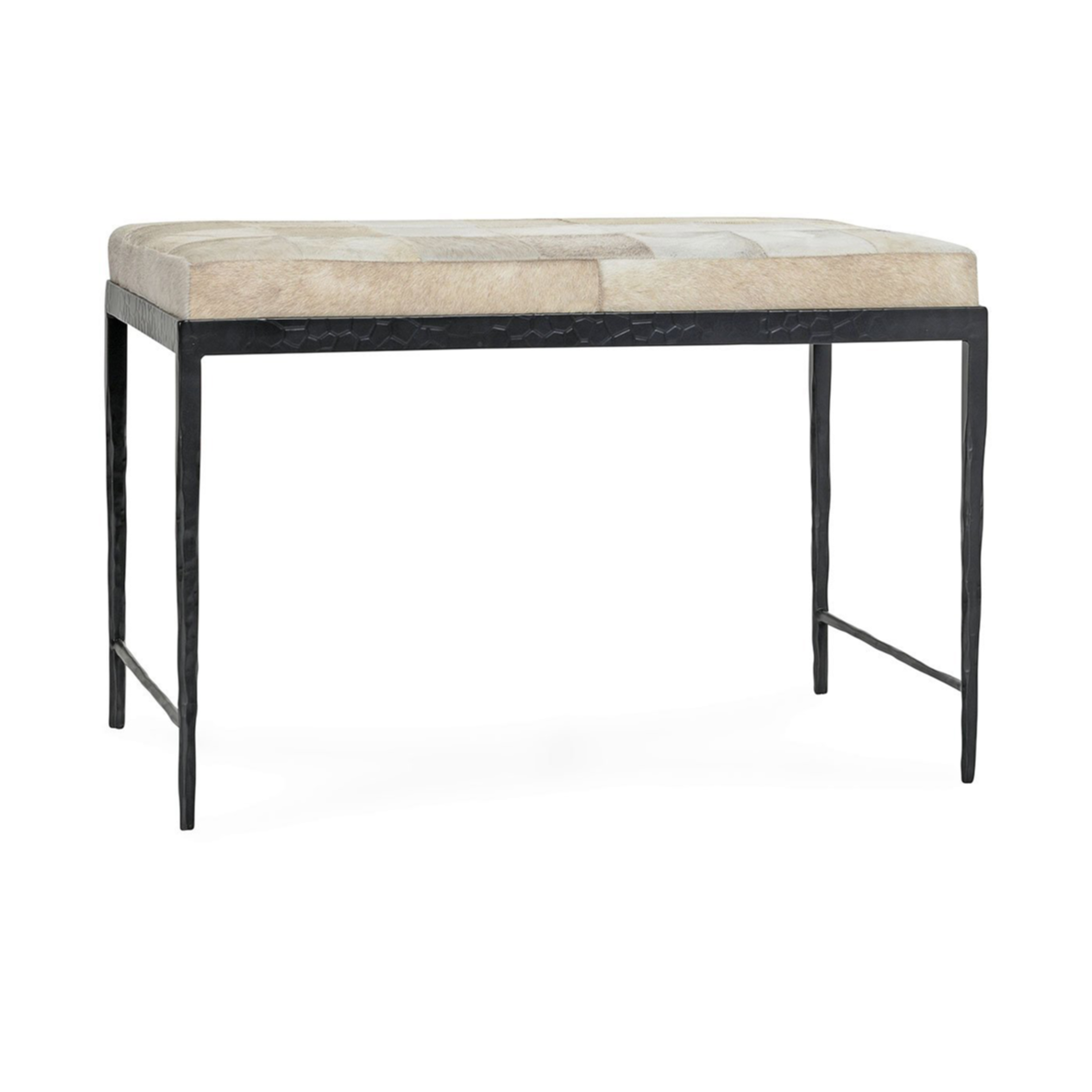 Dusty Cream Hair on Hide Accent Benche Achen Accent Bench Collection
