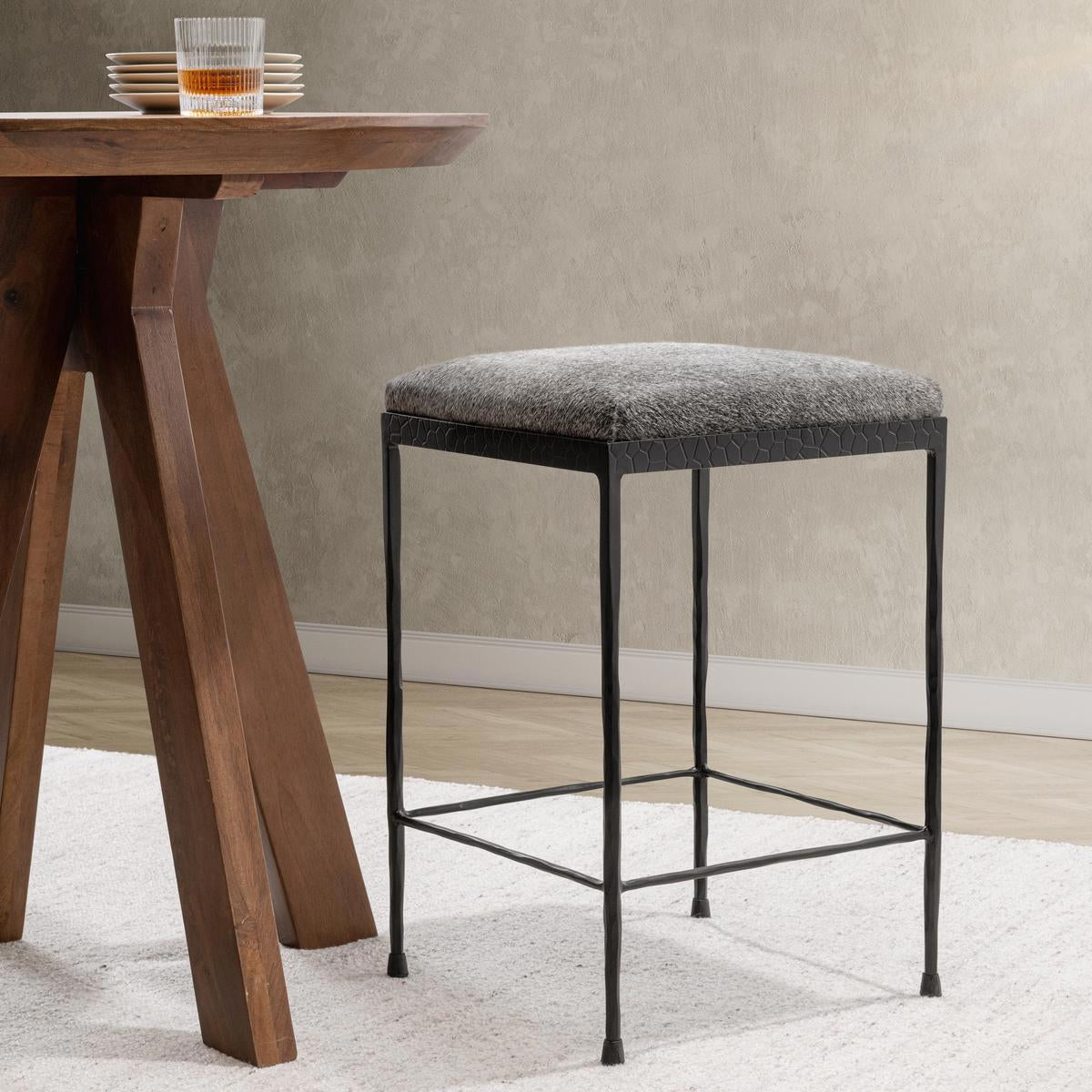 Sparrow Gray Hair on Hide Bar & Counter Stool Bose Counter Stool Collection