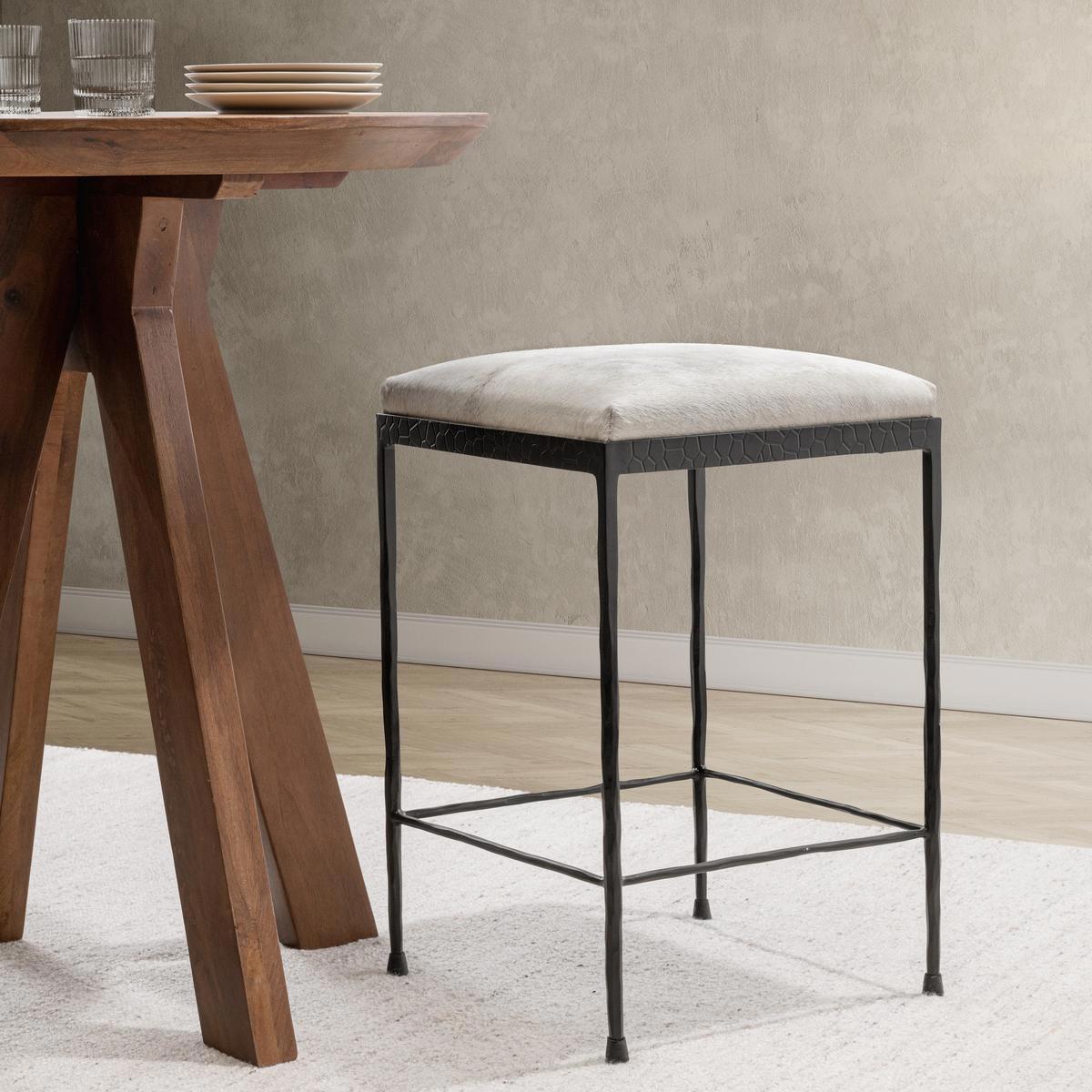 Dusty Cream Hair on Hide Bar & Counter Stool Bose Counter Stool Collection