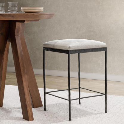 Dusty Cream Hair on Hide Bar & Counter Stool Bose Counter Stool Collection