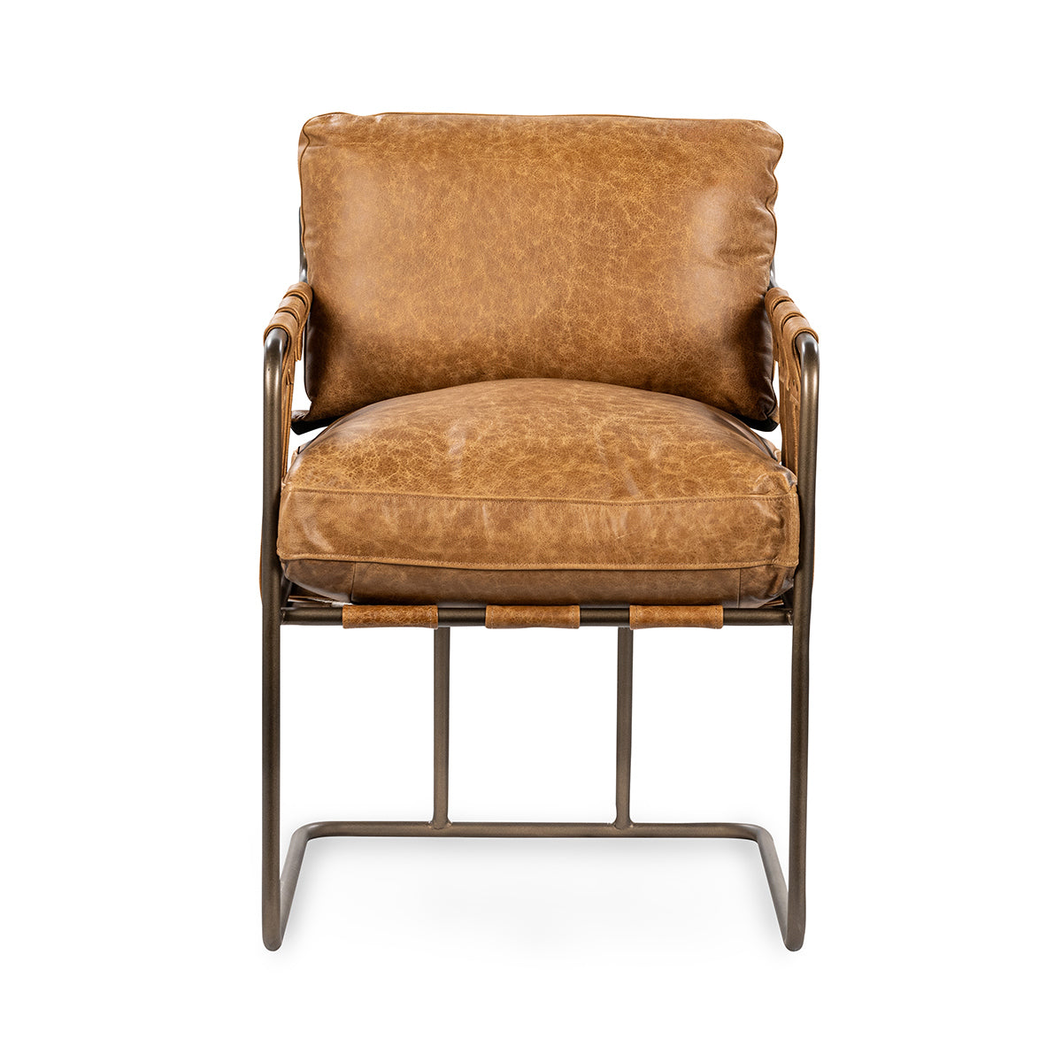 Sedona Brown Top Grain Leather Dining Chair Strapling Dining Chair Collection