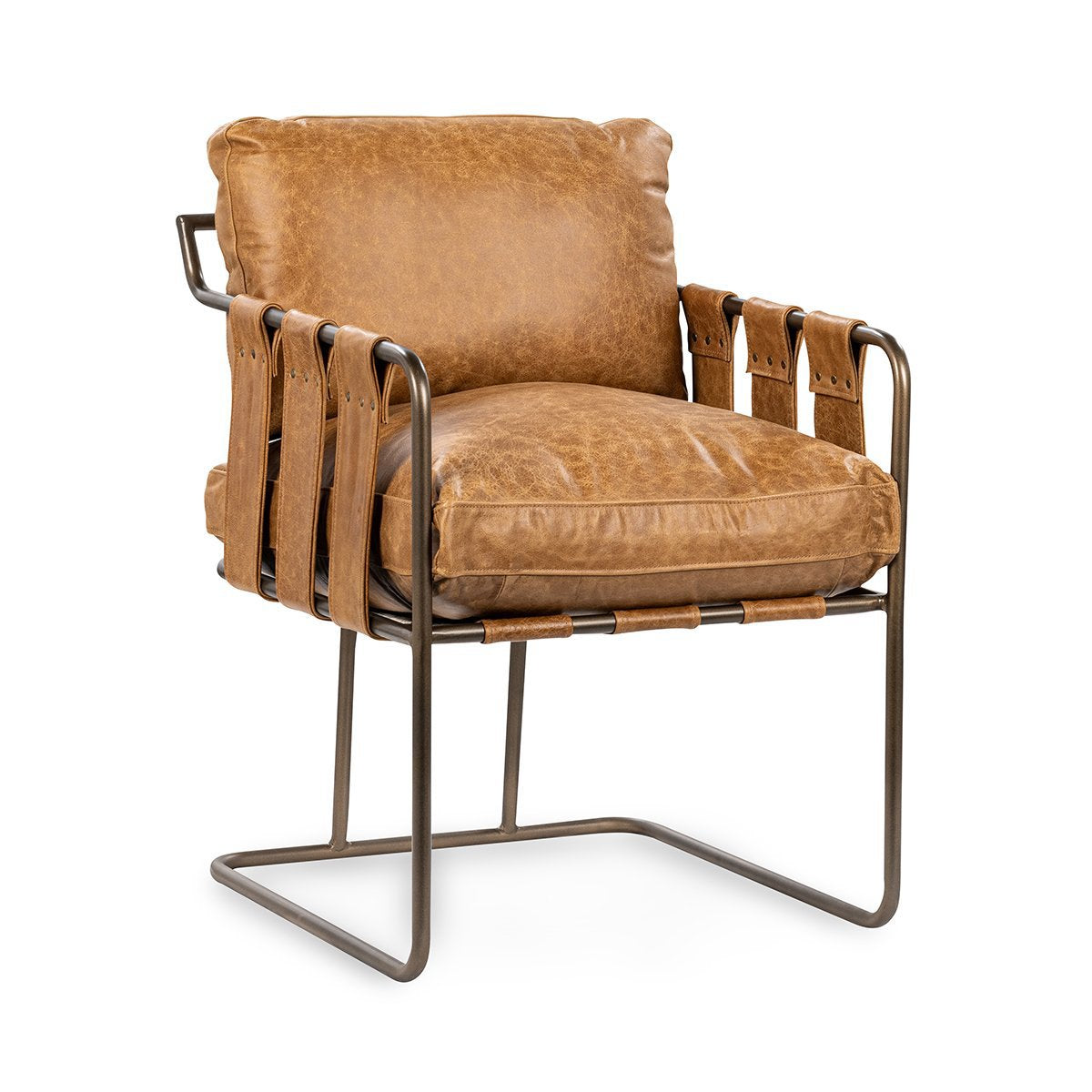 Sedona Brown Top Grain Leather Dining Chair Strapling Dining Chair Collection