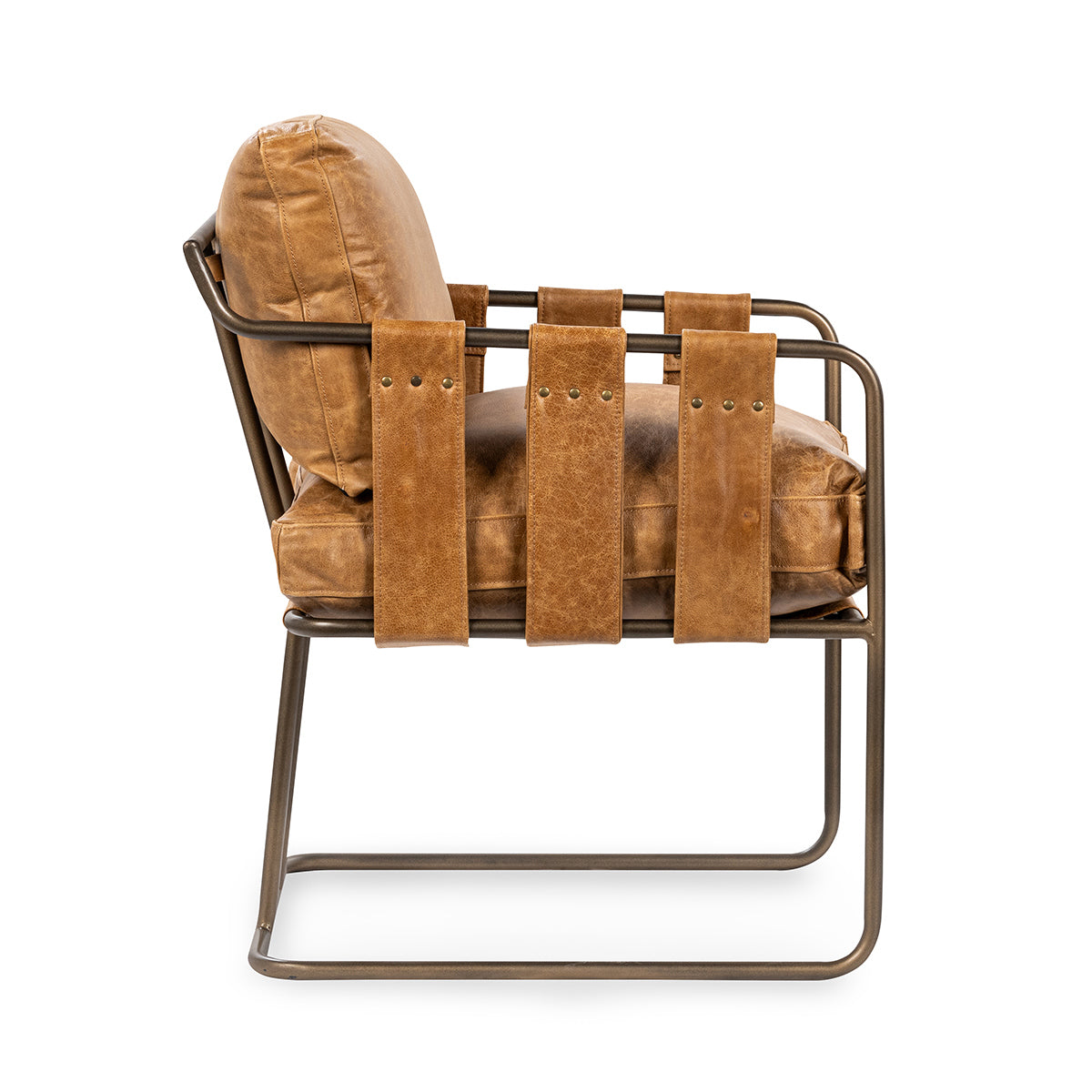 Sedona Brown Top Grain Leather Dining Chair Strapling Dining Chair Collection