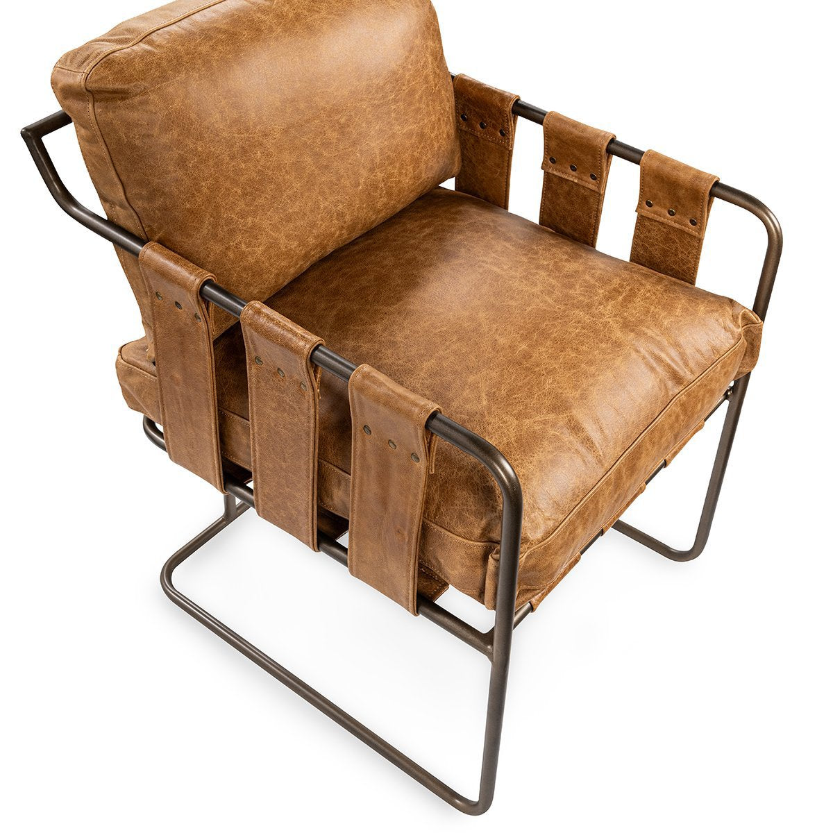 Sedona Brown Top Grain Leather Dining Chair Strapling Dining Chair Collection