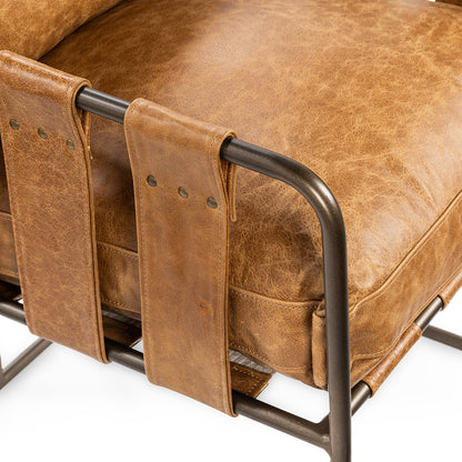 Sedona Brown Top Grain Leather Dining Chair Strapling Dining Chair Collection