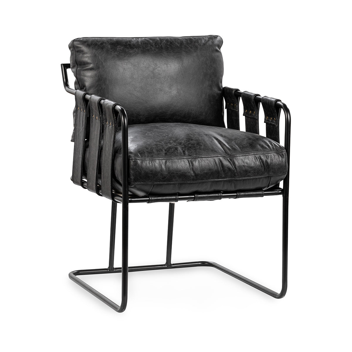 Rustic Shadow Top Grain Leather Dining Chair Strapling Dining Chair Collection