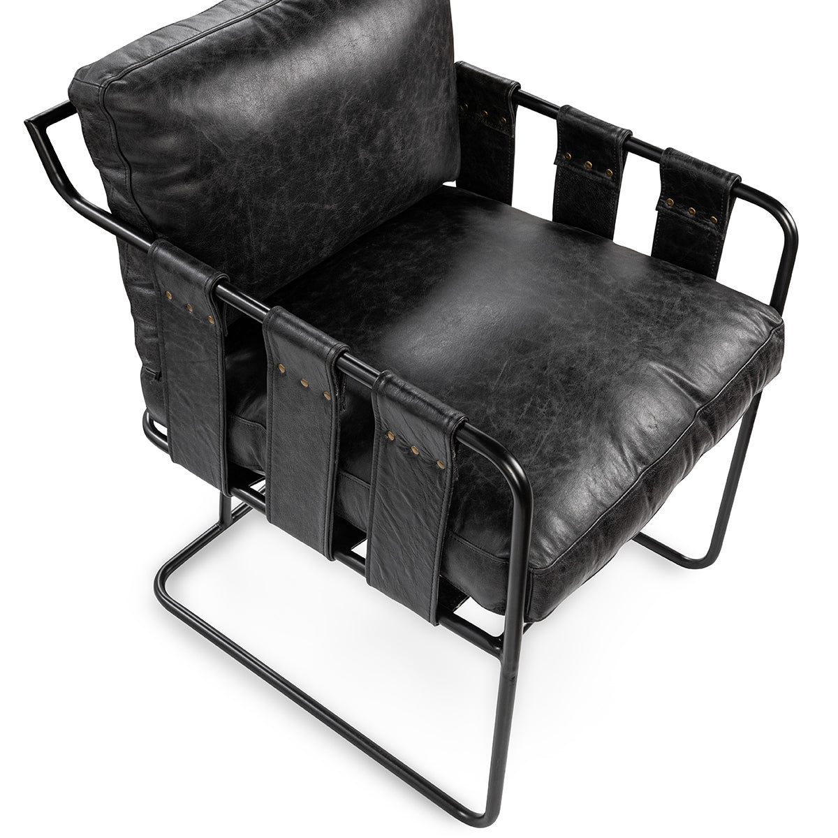 Rustic Shadow Top Grain Leather Dining Chair Strapling Dining Chair Collection