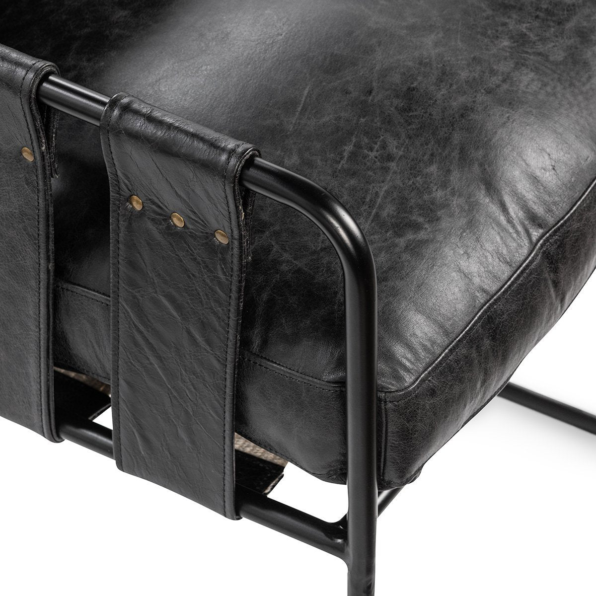 Rustic Shadow Top Grain Leather Dining Chair Strapling Dining Chair Collection