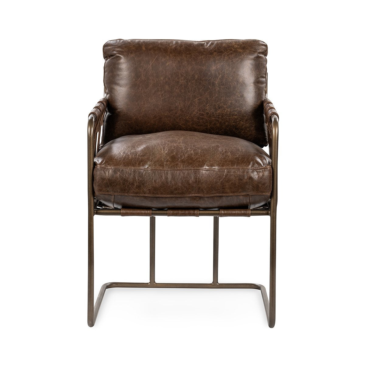 Cocoa Brown Top Grain Leather Dining Chair Strapling Dining Chair Collection