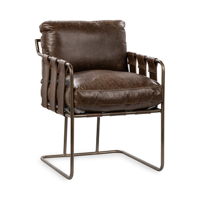 Cocoa Brown Top Grain Leather Dining Chair Strapling Dining Chair Collection