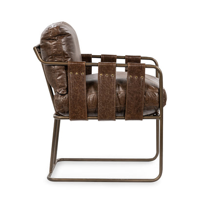 Cocoa Brown Top Grain Leather Dining Chair Strapling Dining Chair Collection