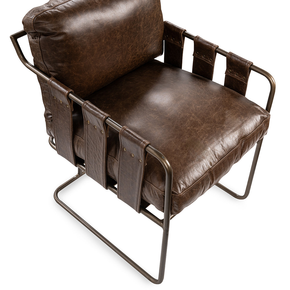 Cocoa Brown Top Grain Leather Dining Chair Strapling Dining Chair Collection