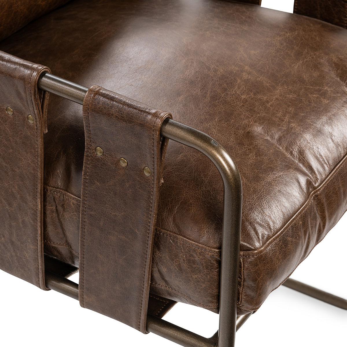 Cocoa Brown Top Grain Leather Dining Chair Strapling Dining Chair Collection