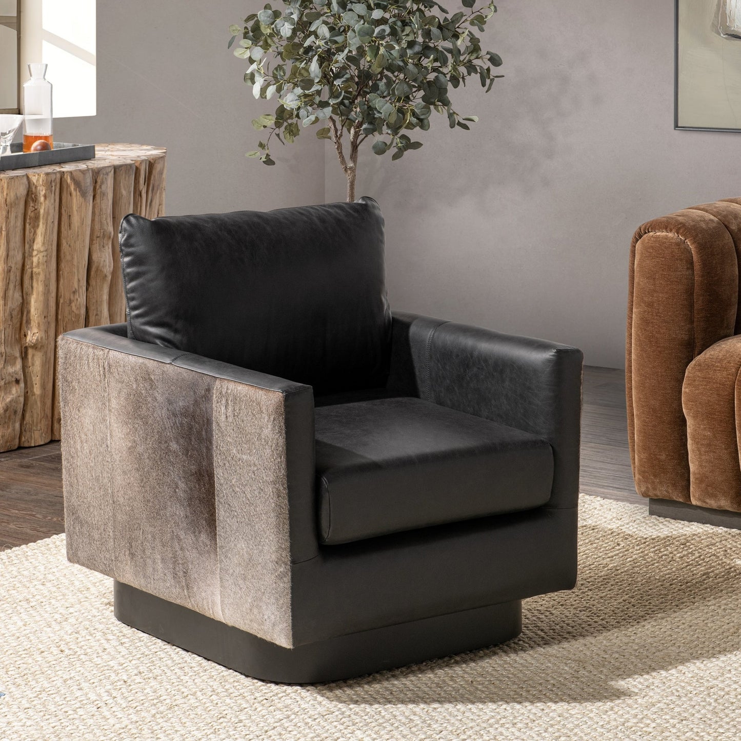 Rustic Shadow Top Grain Leather Accent Chair Lathe Accent Chair Collection