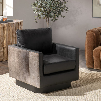 Rustic Shadow Top Grain Leather Accent Chair Lathe Accent Chair Collection