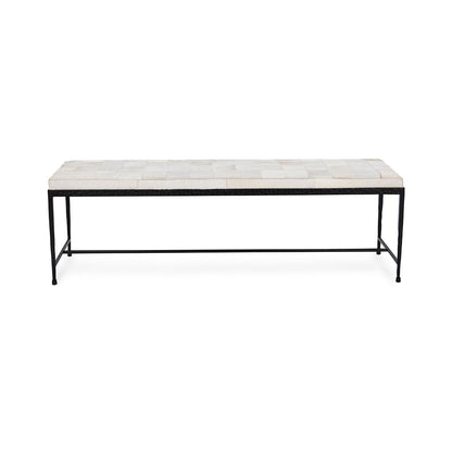 Dusty Cream Hair on Hide Accent Benche Achen Accent Bench Collection