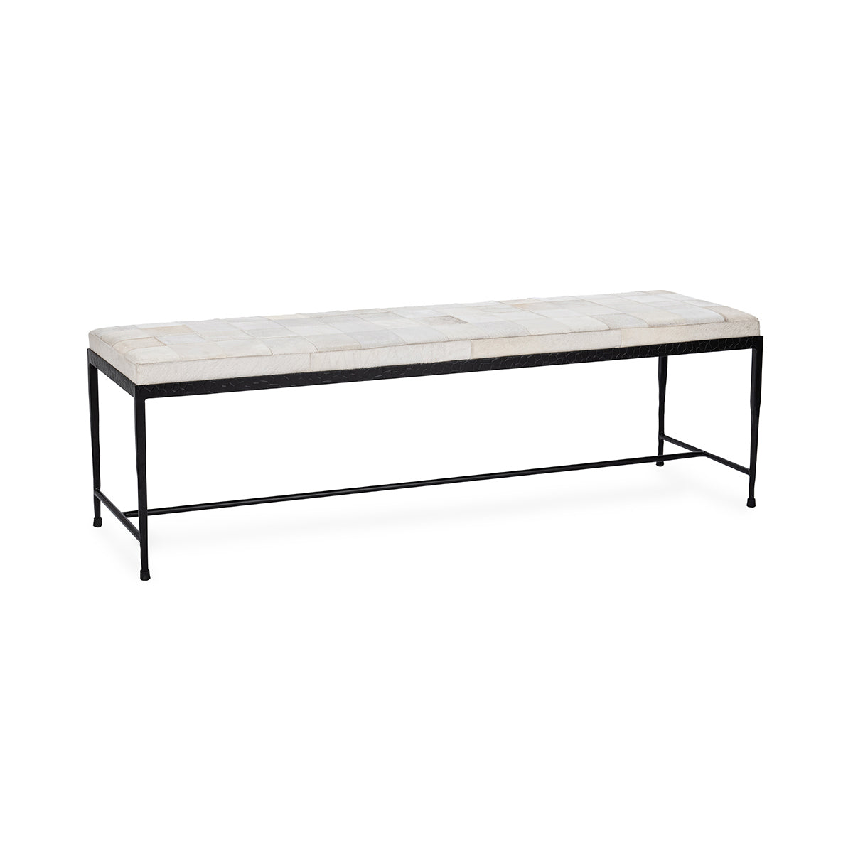 Dusty Cream Hair on Hide Accent Benche Achen Accent Bench Collection