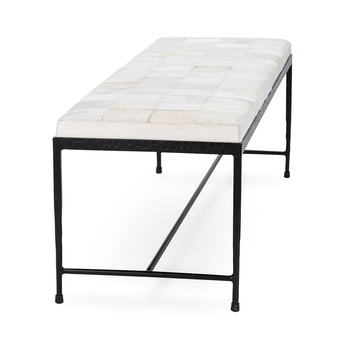 Dusty Cream Hair on Hide Accent Benche Achen Accent Bench Collection