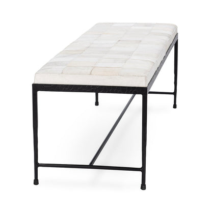 Dusty Cream Hair on Hide Accent Benche Achen Accent Bench Collection