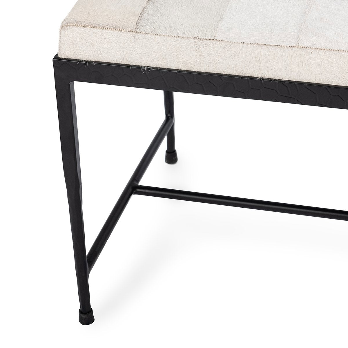 Dusty Cream Hair on Hide Accent Benche Achen Accent Bench Collection