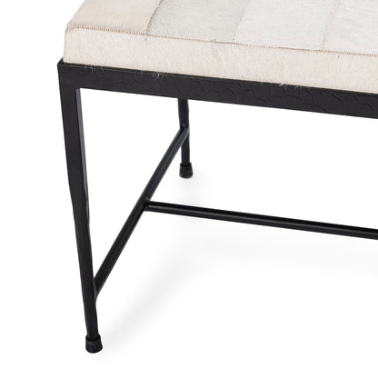 Dusty Cream Hair on Hide Accent Benche Achen Accent Bench Collection