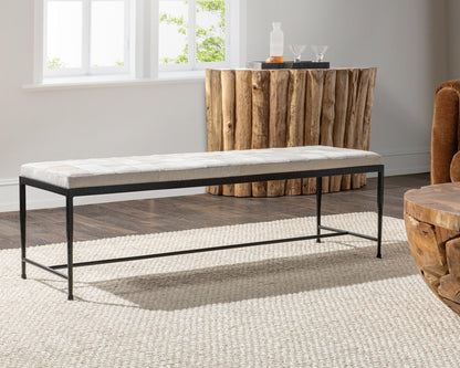 Dusty Cream Hair on Hide Accent Benche Achen Accent Bench Collection