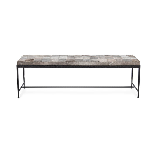 Sparrow Gray Hair on Hide Accent Benche Achen Accent Bench Collection