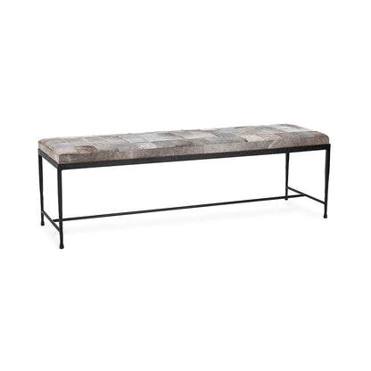 Sparrow Gray Hair on Hide Accent Benche Achen Accent Bench Collection