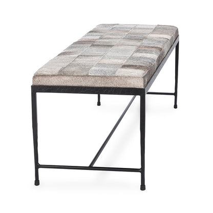 Sparrow Gray Hair on Hide Accent Benche Achen Accent Bench Collection