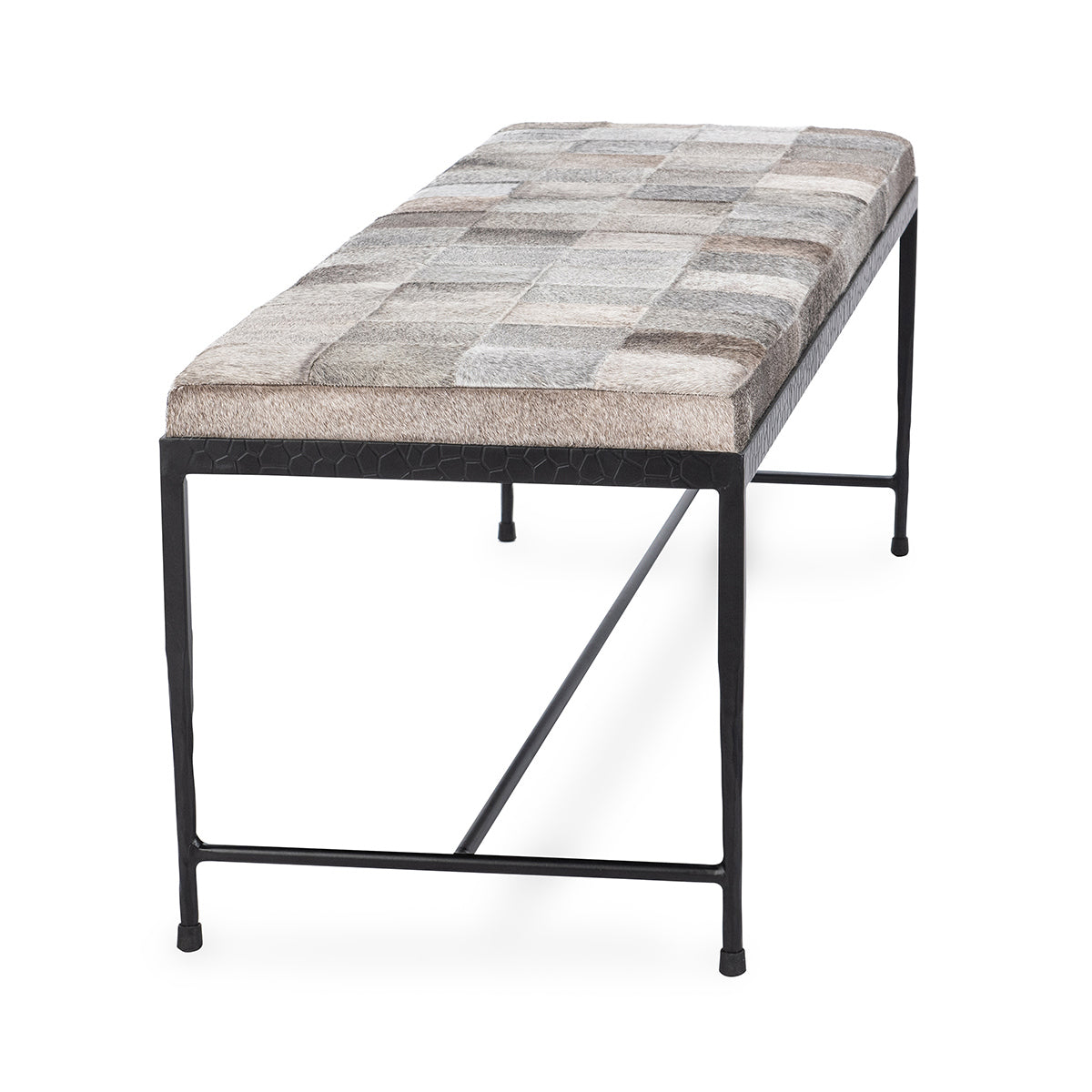 Sparrow Gray Hair on Hide Accent Benche Achen Accent Bench Collection