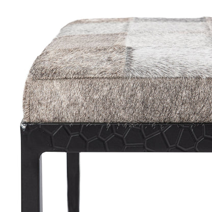 Sparrow Gray Hair on Hide Accent Benche Achen Accent Bench Collection