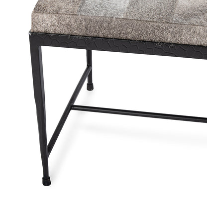Sparrow Gray Hair on Hide Accent Benche Achen Accent Bench Collection