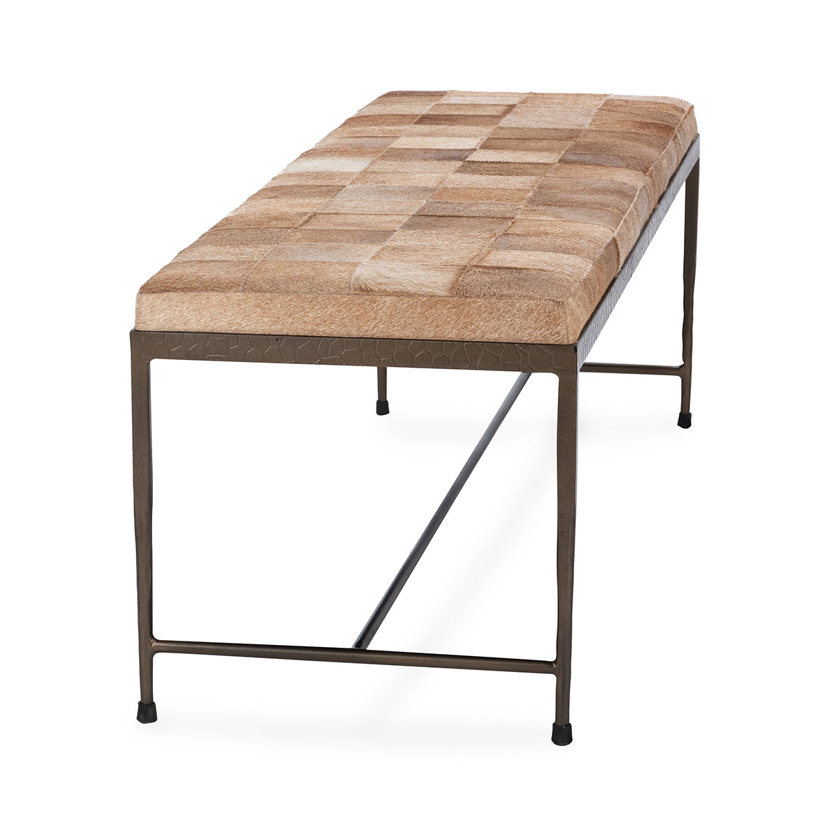 Canyon Sand Hair on Hide Accent Benche Achen Accent Bench Collection