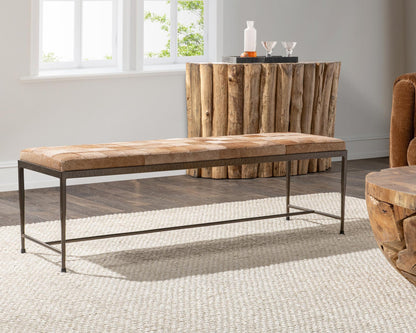 Canyon Sand Hair on Hide Accent Benche Achen Accent Bench Collection