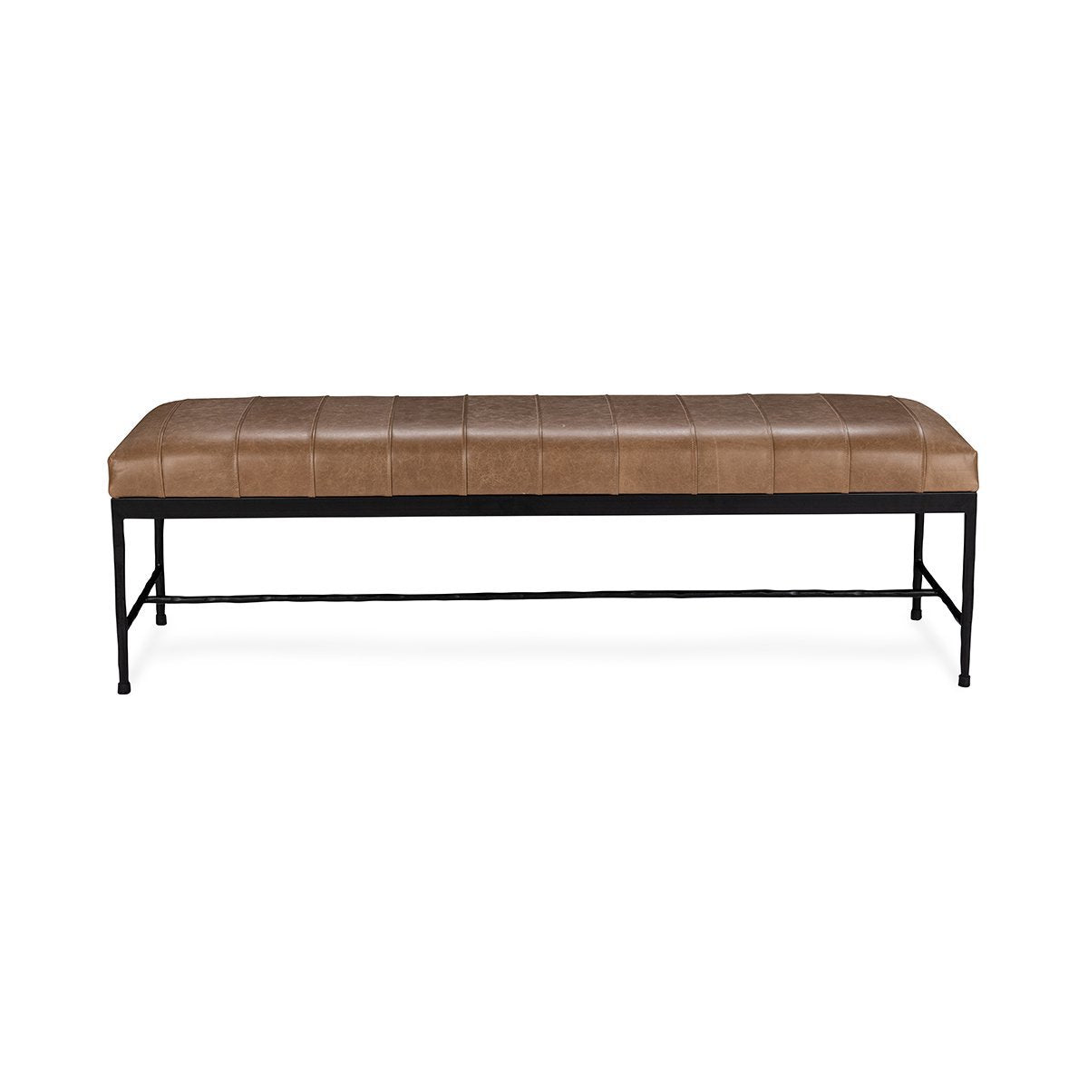 Dune Walnut Top Grain Leather Accent Benche Madeleine Accent Bench Collection