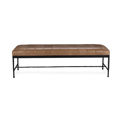 Dune Walnut Top Grain Leather Accent Benche Madeleine Accent Bench Collection