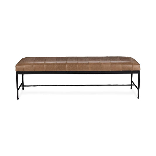 Dune Walnut Top Grain Leather Accent Benche Madeleine Accent Bench Collection