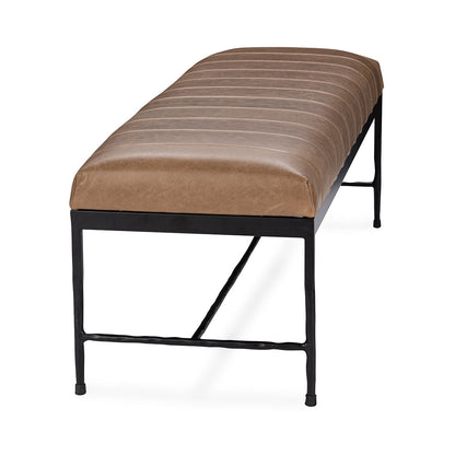 Dune Walnut Top Grain Leather Accent Benche Madeleine Accent Bench Collection