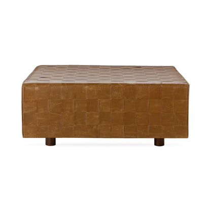 Autum Maple Top Grain Leather Ottomans & Stool Aristo Square Ottoman Collection